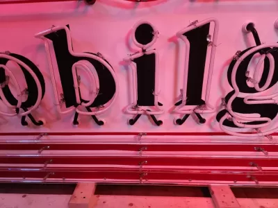 Original Mobilgas Gargoyle Porcelain Animated Neon Sign 72" W x 42 IN H