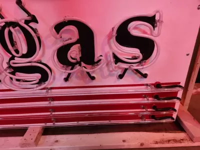 Original Mobilgas Gargoyle Porcelain Animated Neon Sign 72" W x 42 IN H