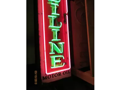 New Sinclair Mobiline Motor Oil Vertical Porcelain Neon Sign 60"H x 15"W