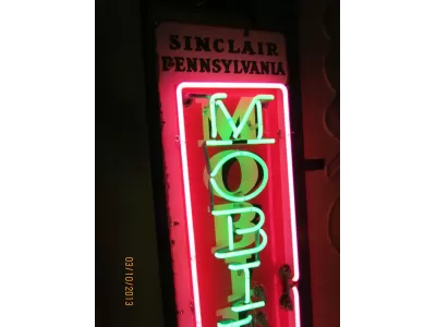 New Sinclair Mobiline Motor Oil Vertical Porcelain Neon Sign 60"H x 15"W