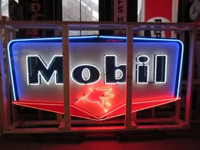 Original Mobil Porcelain Neon Sign 102" W x 52"H