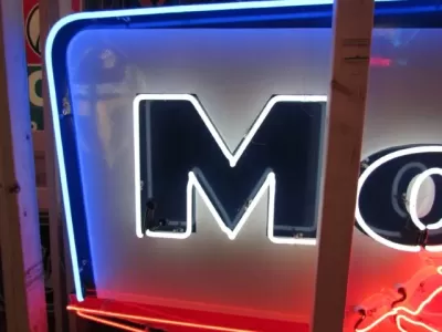 Original Mobil Porcelain Neon Sign 102" W x 52"H
