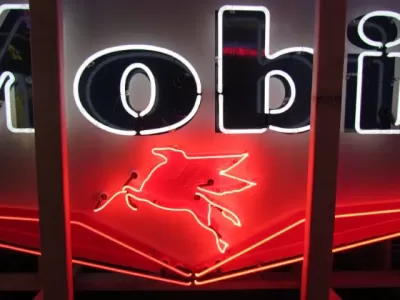 Original Mobil Porcelain Neon Sign 102" W x 52"H