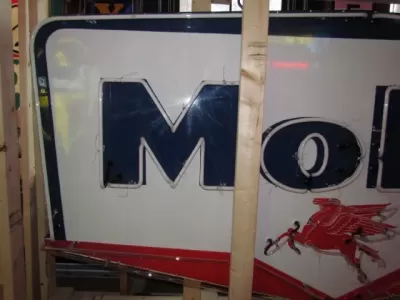 Original Mobil Porcelain Neon Sign 102" W x 52"H