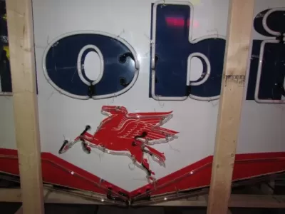 Original Mobil Porcelain Neon Sign 102" W x 52"H