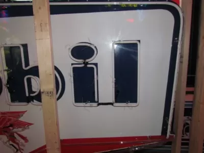 Original Mobil Porcelain Neon Sign 102" W x 52"H