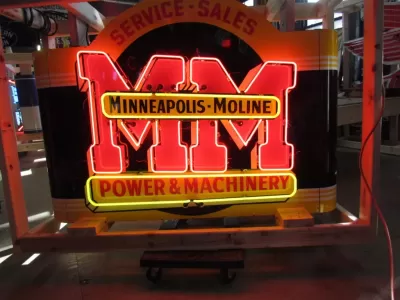 New Minneapolis Moline Double-Sided Porcelain Neon Sign with Bullnose Ends 60"W x 42"H