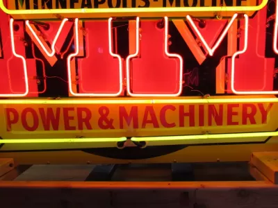 New Minneapolis Moline Double-Sided Porcelain Neon Sign with Bullnose Ends 60"W x 42"H