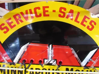 New Minneapolis Moline Double-Sided Porcelain Neon Sign with Bullnose Ends 60"W x 42"H