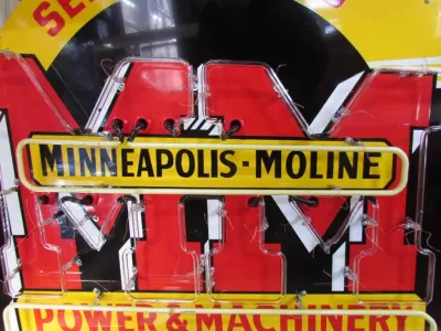 New Minneapolis Moline Double-Sided Porcelain Neon Sign with Bullnose Ends 60"W x 42"H