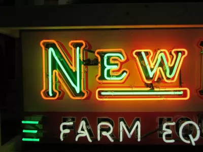 New New Idea Farm Equipment Porcelain Sign with Triple Stroke Neon 72"W x 24"H 