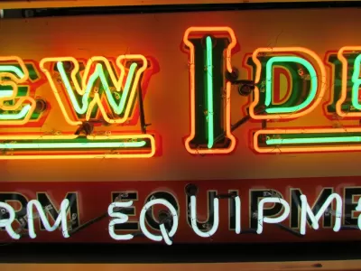 New New Idea Farm Equipment Porcelain Sign with Triple Stroke Neon 72"W x 24"H 