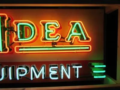 New New Idea Farm Equipment Porcelain Sign with Triple Stroke Neon 72"W x 24"H 