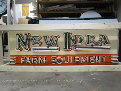 New New Idea Farm Equipment Porcelain Sign with Triple Stroke Neon 72"W x 24"H 