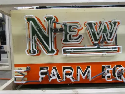 New New Idea Farm Equipment Porcelain Sign with Triple Stroke Neon 72"W x 24"H 