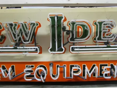 New New Idea Farm Equipment Porcelain Sign with Triple Stroke Neon 72"W x 24"H 