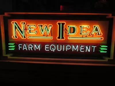 New New Idea Farm Equipment Porcelain Sign with Triple Stroke Neon 72"W x 24"H 