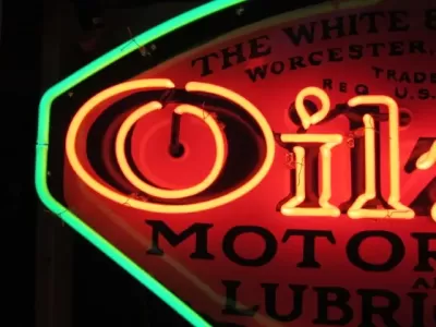 New Single-Sided Oilzum Porcelain Neon Sign 48"W x 48"H