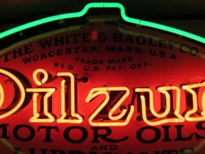 New Single-Sided Oilzum Porcelain Neon Sign 48"W x 48"H