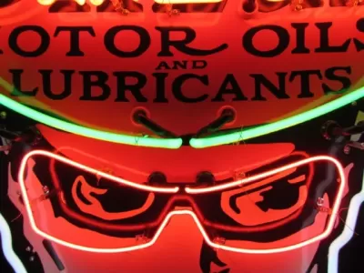 New Single-Sided Oilzum Porcelain Neon Sign 48"W x 48"H