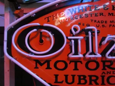 New Single-Sided Oilzum Porcelain Neon Sign 48"W x 48"H