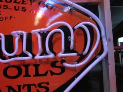 New Single-Sided Oilzum Porcelain Neon Sign 48"W x 48"H