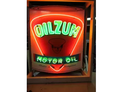 New Oilzum "Choice of Champions Motor Oil" Porcelain Neon Sign 48"H x 36"W