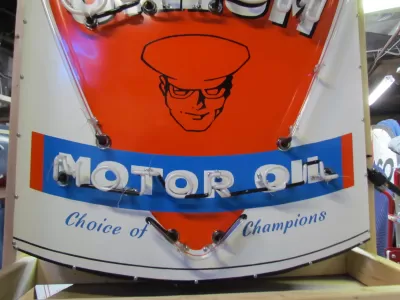 New Oilzum "Choice of Champions Motor Oil" Porcelain Neon Sign 48"H x 36"W