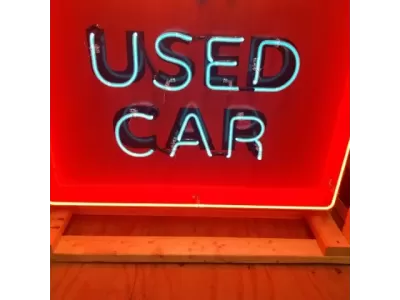 New Chevrolet "OK Used Cars" Single-Sided Keytag Porcelain Neon Sign 40"W x 72"H 
