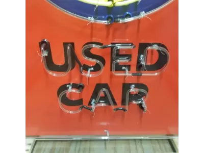 New Chevrolet "OK Used Cars" Single-Sided Keytag Porcelain Neon Sign 40"W x 72"H 