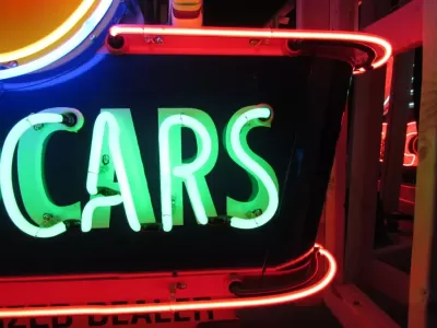 New OK USED CARS Double-Sided Porcelain Neon Sign with Bullnose 52"W x 39"H