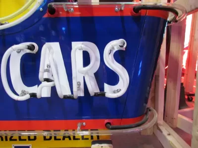 New OK USED CARS Double-Sided Porcelain Neon Sign with Bullnose 52"W x 39"H