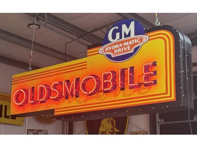 New Oldsmobile Double-Sided Porcelain Neon Sign with Bullnose 96"W x 40"H