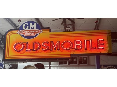 New Oldsmobile Double-Sided Porcelain Neon Sign with Bullnose 96"W x 40"H