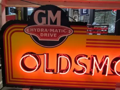 New Oldsmobile Double-Sided Porcelain Neon Sign with Bullnose 96"W x 40"