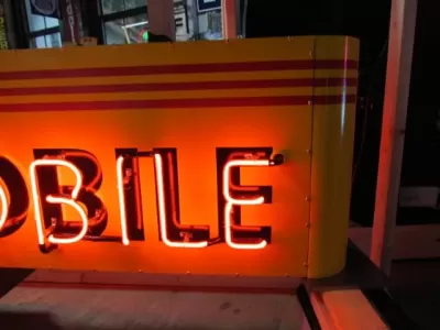New Oldsmobile Double-Sided Porcelain Neon Sign with Bullnose 96"W x 40"