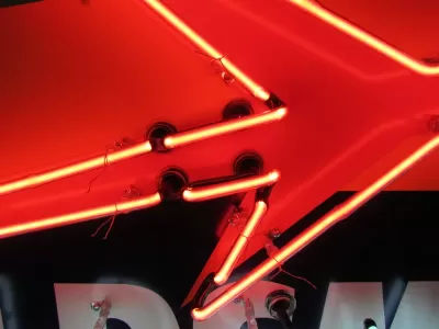 New Oldsmobile Rocket Animated Porcelain Sign with Neon 72 IN W x 38 IN H 