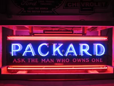 New Double-sided Porcelain Neon Packard Sign 72 IN W x 28 IN H