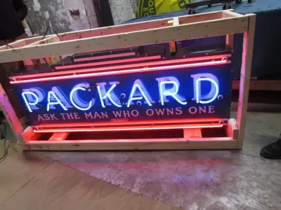 New Double-sided Porcelain Neon Packard Sign 72 IN W x 28 IN H