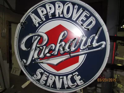  New Packard Porcelain Sign with Neon 72 IN Diameter