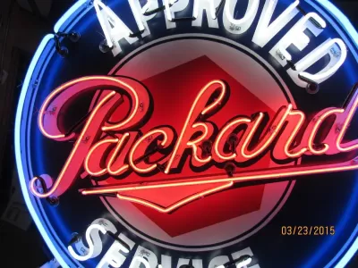  New Packard Porcelain Sign with Neon 72 IN Diameter