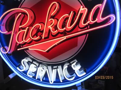  New Packard Porcelain Sign with Neon 72 IN Diameter