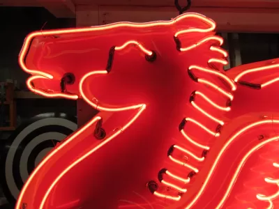 New Large Left Facing Mobil Pegasus Cookie Cutter Painted Neon Sign 96"W x70"H