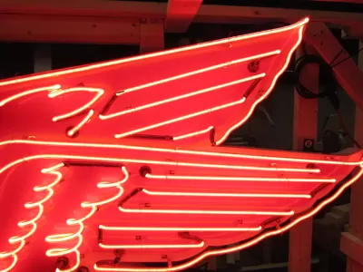 New Large Left Facing Mobil Pegasus Cookie Cutter Painted Neon Sign 96"W x70"H