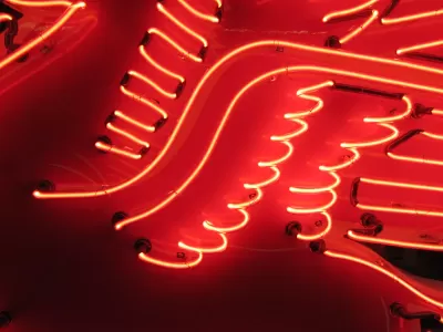 New Large Left Facing Mobil Pegasus Cookie Cutter Painted Neon Sign 96"W x70"H