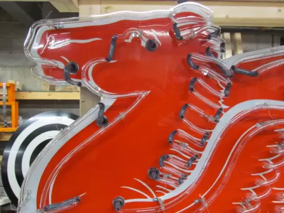 New Large Left Facing Mobil Pegasus Cookie Cutter Painted Neon Sign 96"W x70"H