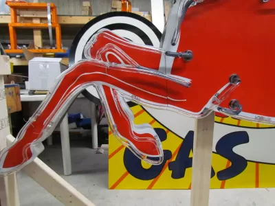 New Large Left Facing Mobil Pegasus Cookie Cutter Painted Neon Sign 96"W x70"H