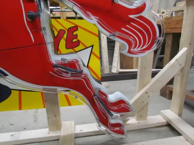 New Large Left Facing Mobil Pegasus Cookie Cutter Painted Neon Sign 96"W x70"H