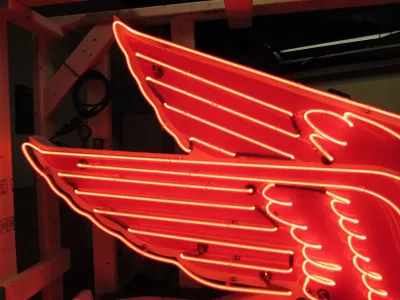 New Large Right Facing Mobil Pegasus Cookie Cutter Painted Neon Sign 96"W x 70"H