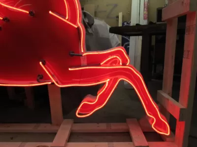 New Large Right Facing Mobil Pegasus Cookie Cutter Painted Neon Sign 96"W x 70"H